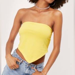 NastyGal Yellow Hanky Hem Bandeau Crop